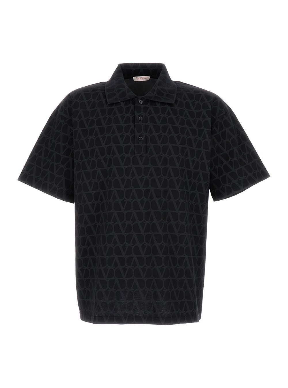 Valentino Black toile iconographe polo shirt in cotton polo man