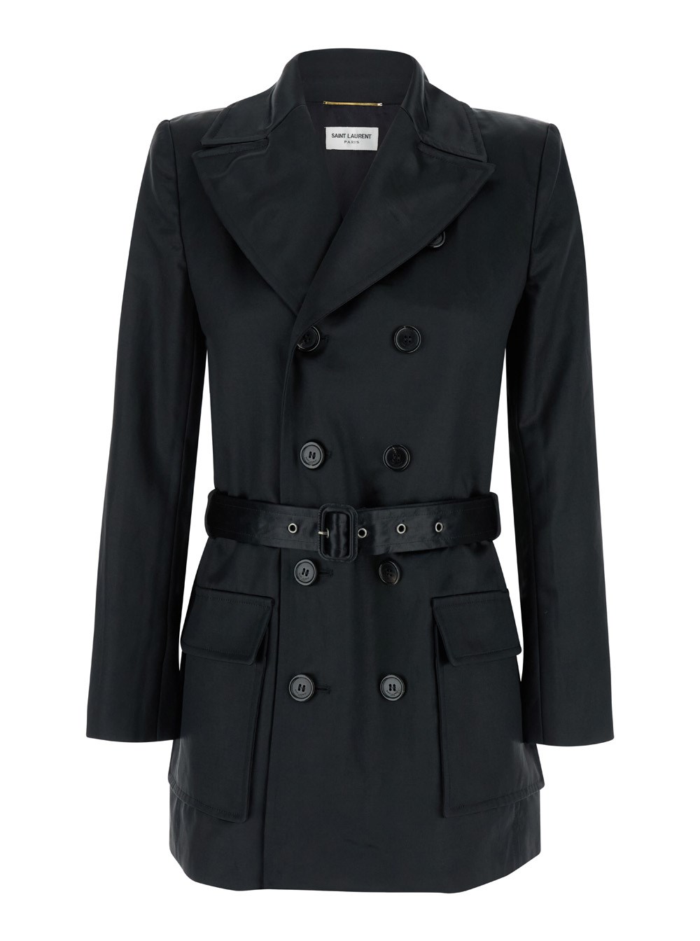 ジャケット Saint Laurent Black Double-breasted Jacket in Cotton Woman Saint laurent Black double-breasted jacket in cotton woman