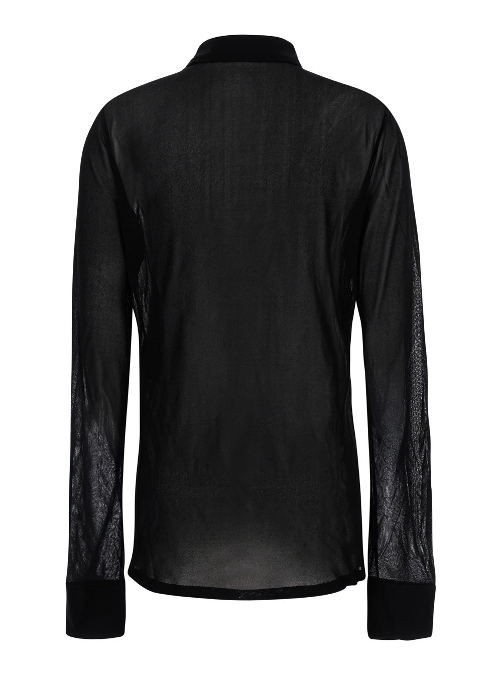Tシャツ・カットソー Saint Laurent FW24 Black crepe shirt (795532Y7I21 1000) Saint Laurent Black Crepe Shirt Luxurious Silk Elegance