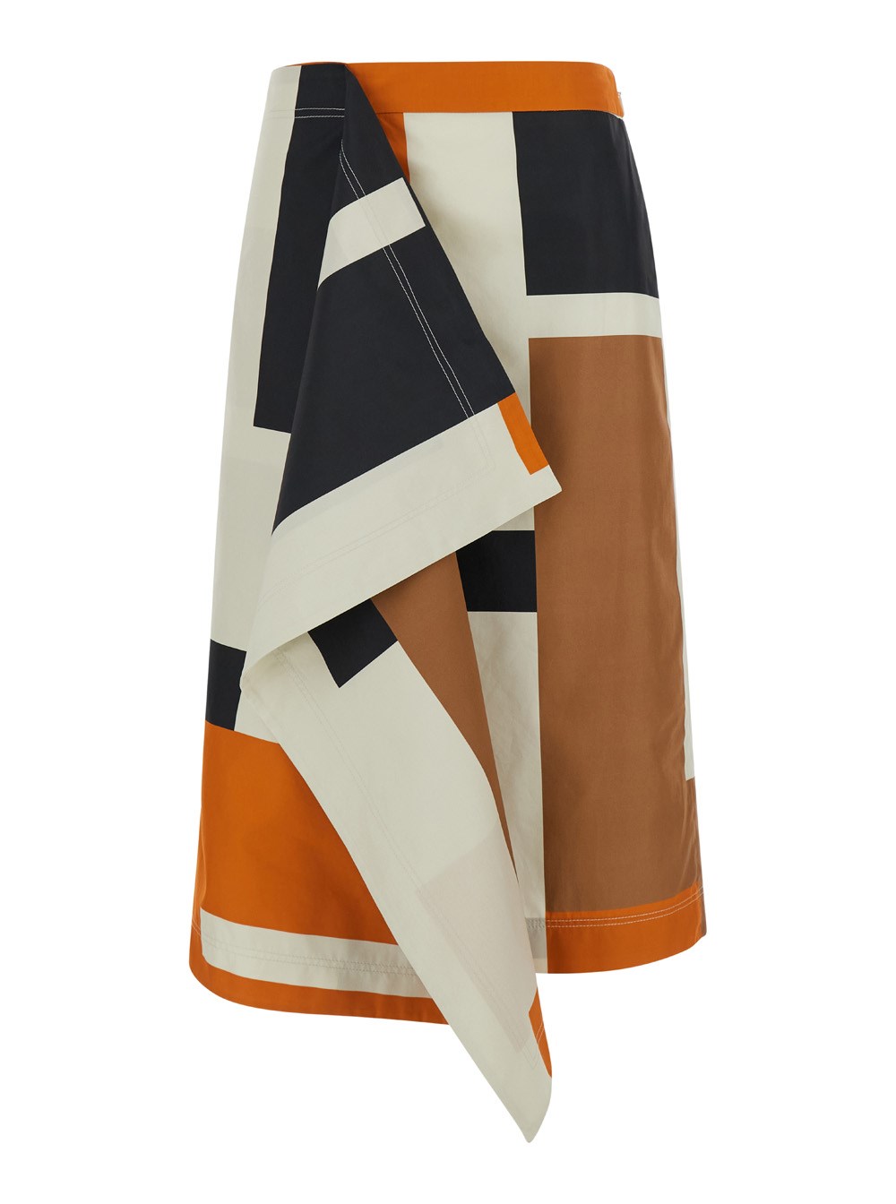 スカート Fendi Skirts Orange Fendi Orange and black long skirt with draped panel in