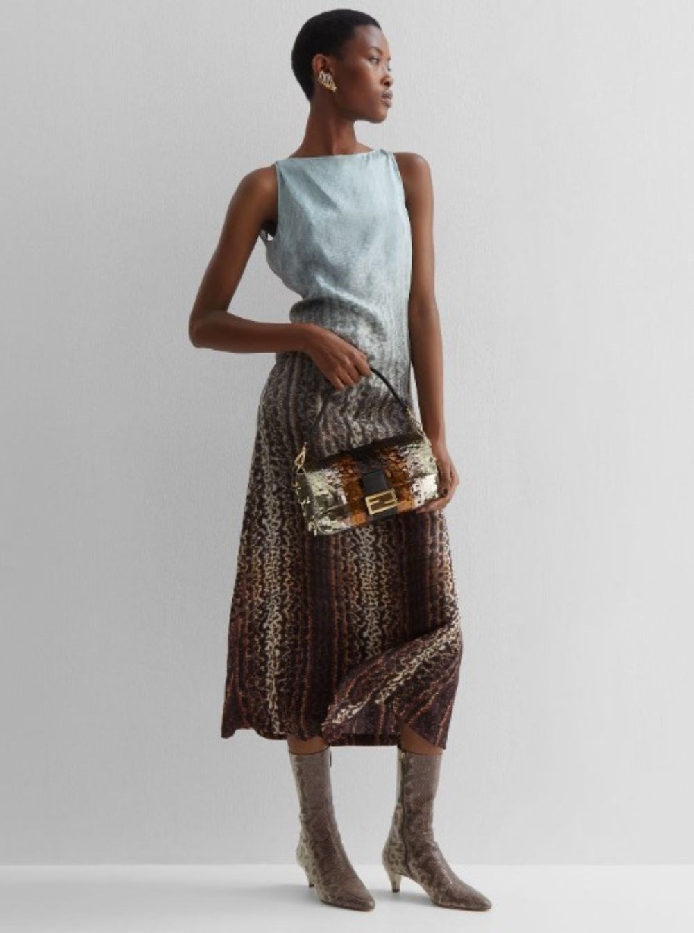 Fendi Multicolor animalier dress in silk woman available on