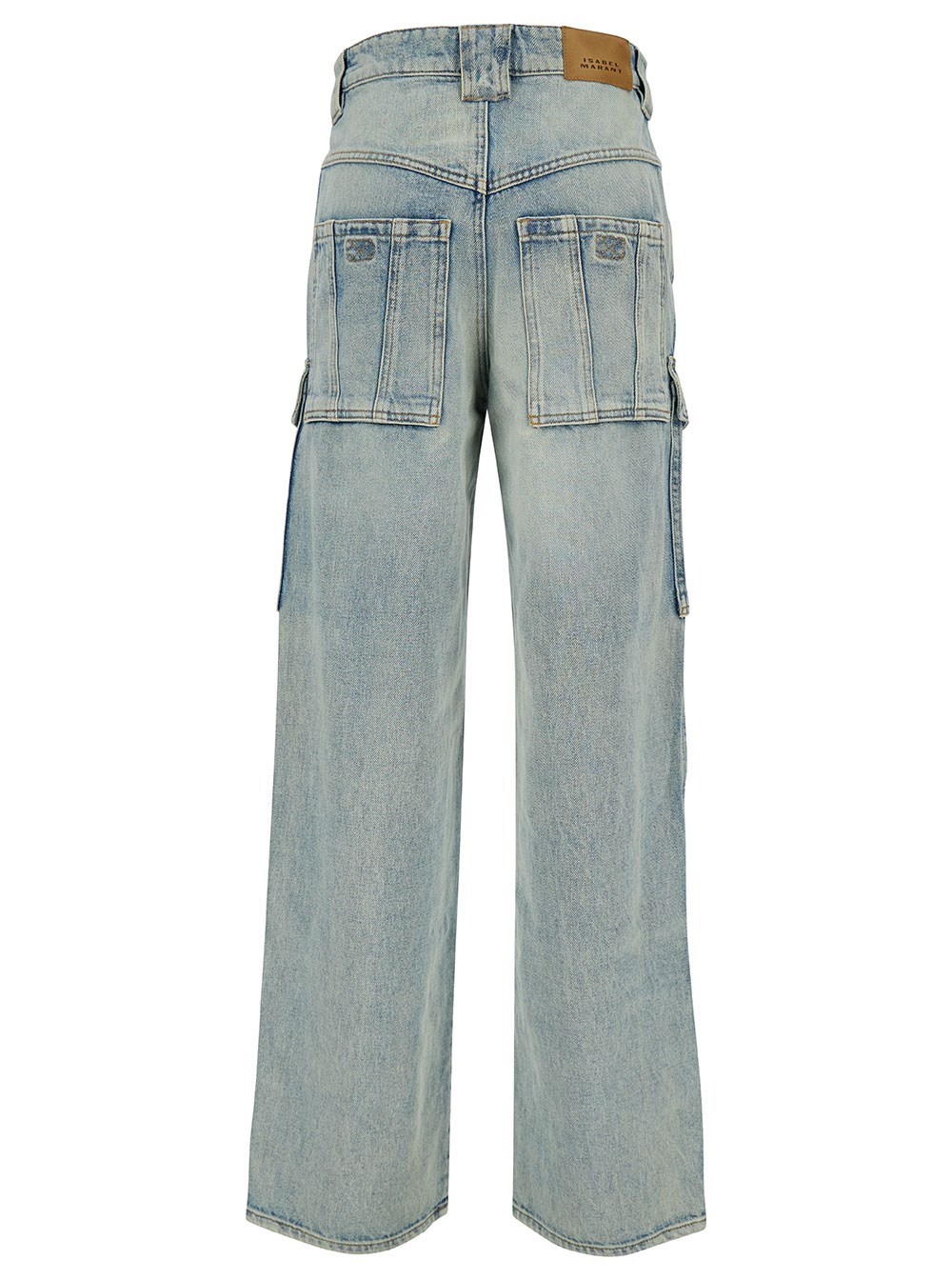 Marant etoile 'heilani' light blue cargo jeans with logo patch in