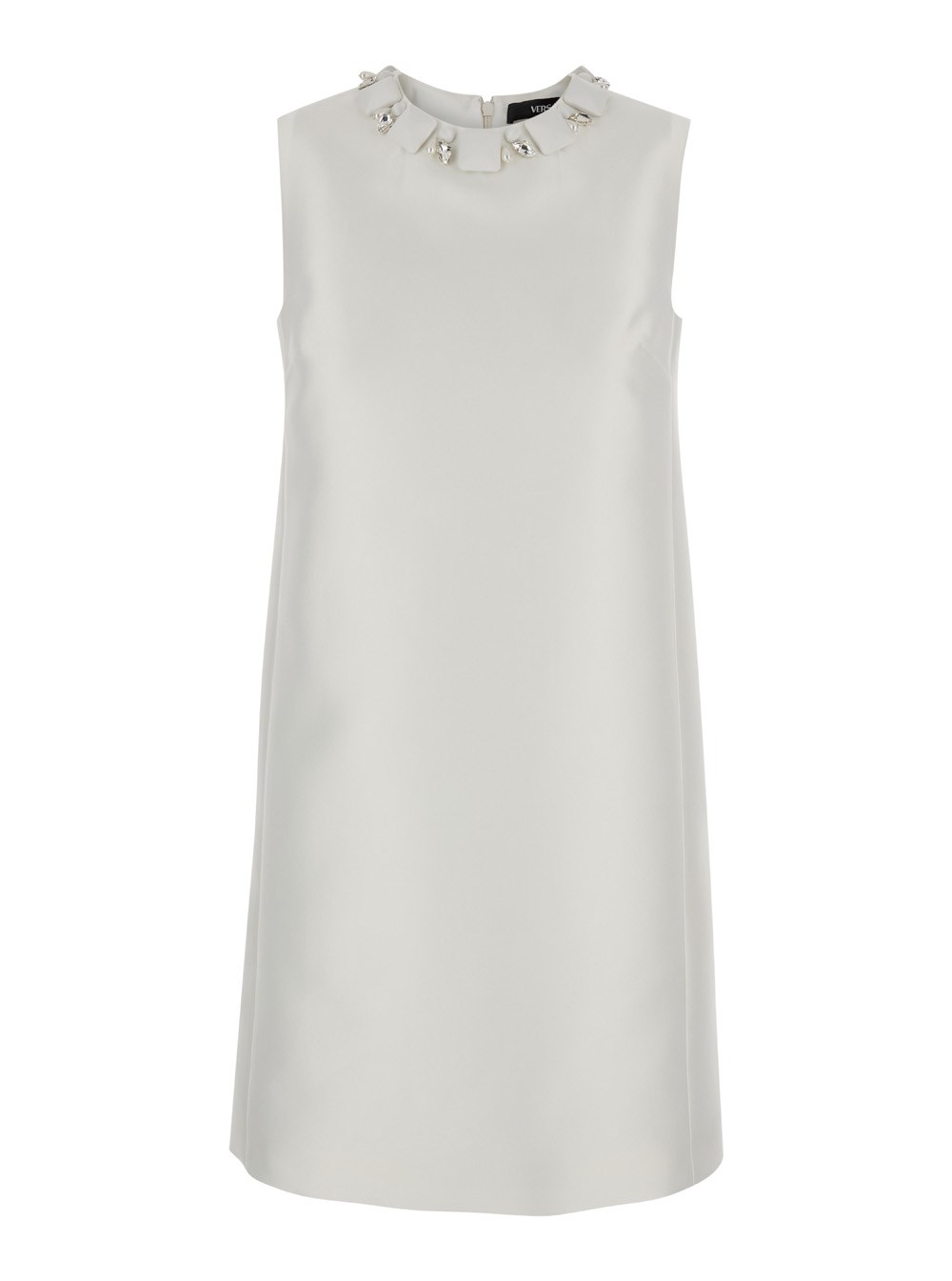 Versace White sleeveless mini dress in silk blend woman