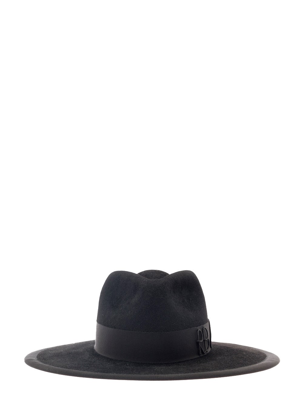 Ruslan baginskiy Cappello fedora con ricamo rb in feltro nero donna