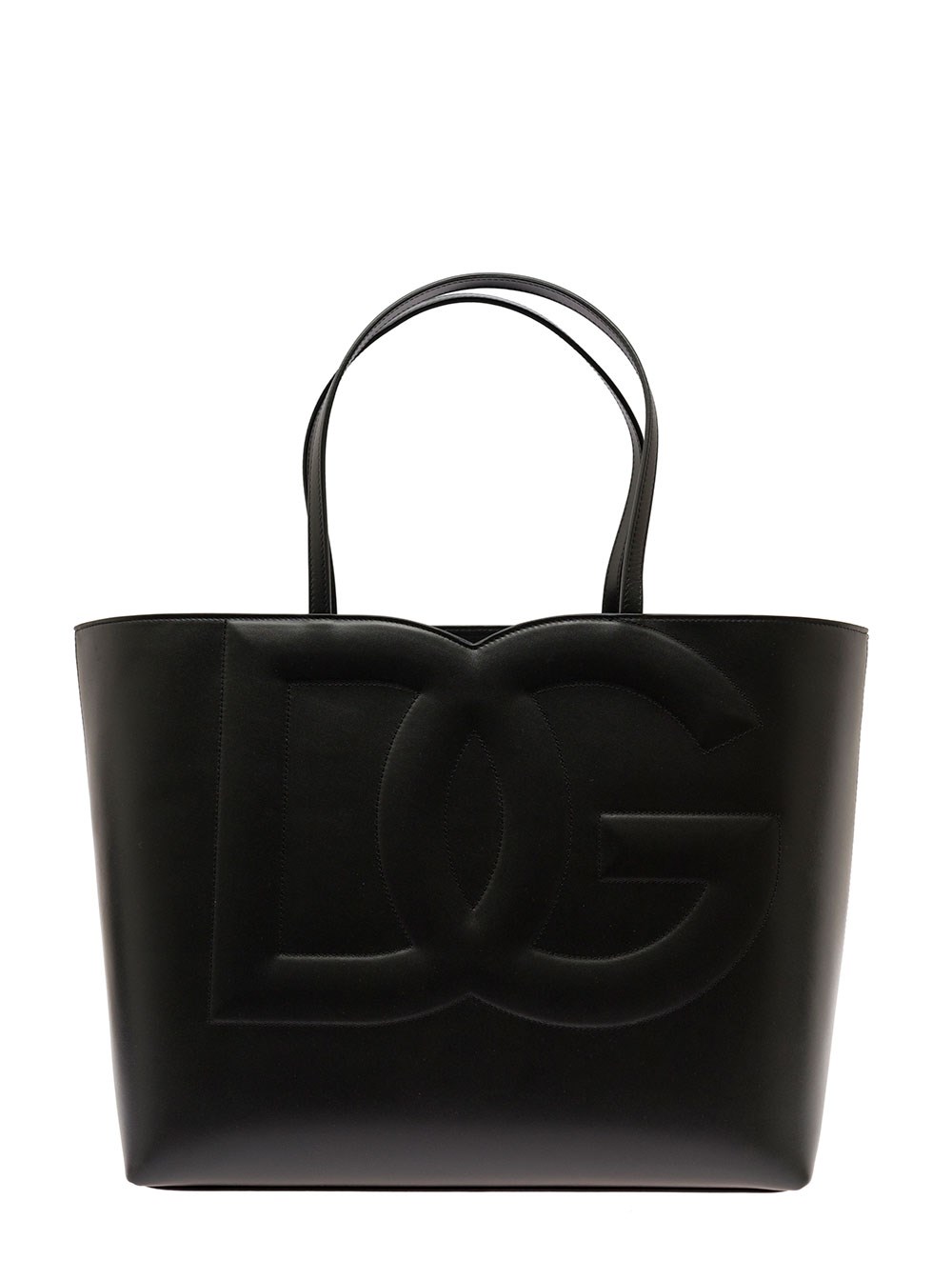 送料無料 百貨店 Dolce e gabbana 'dg logo' black medium shopper in leather ワンピース