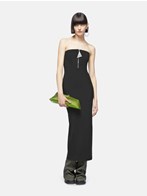 The attico Black bustier dress with decorative zip in tech