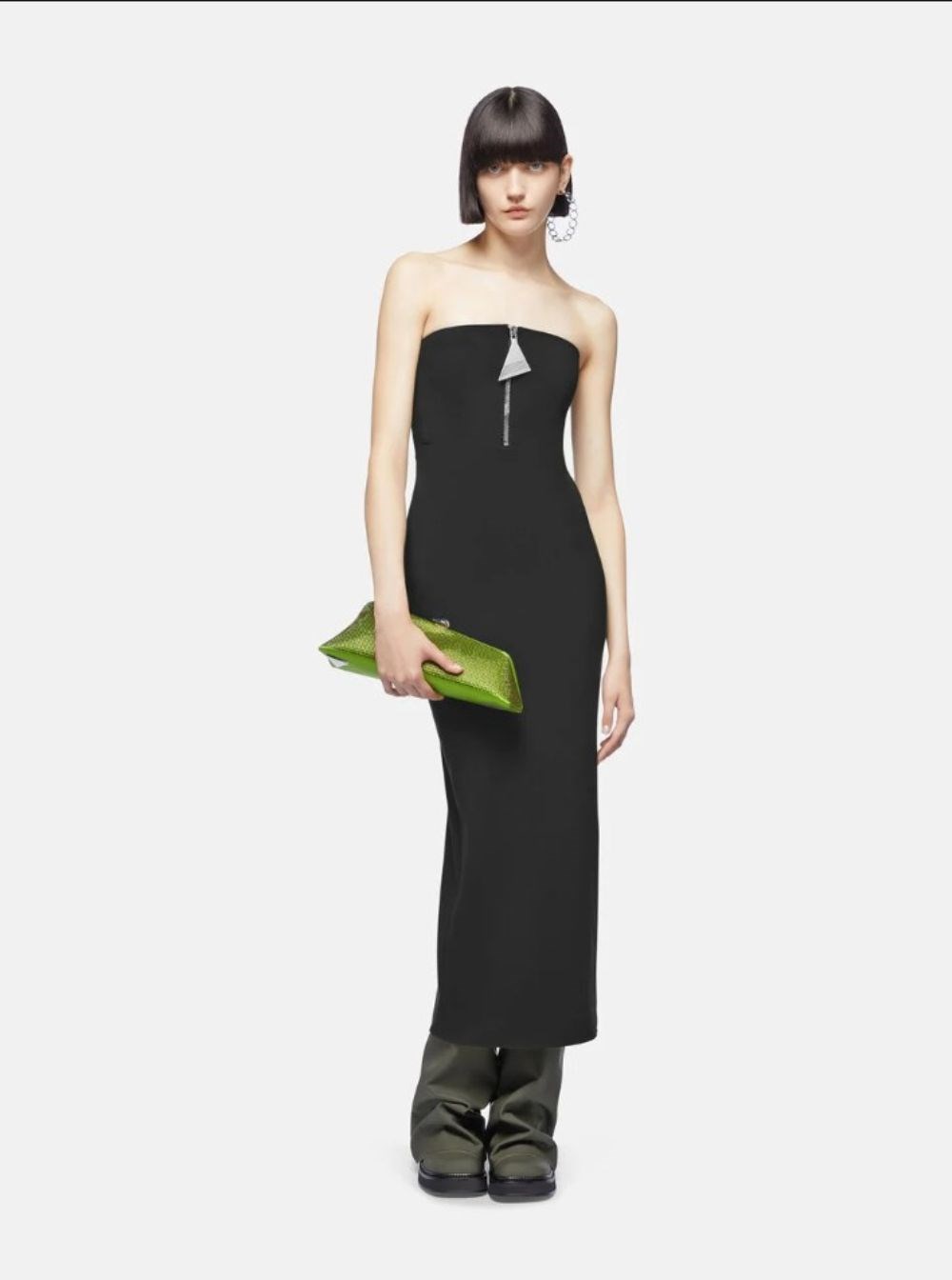 ワンピース THE ATTICO MIDI DRESS BUSTIER BIG ZIP (247WCM176RY02 100) Attico Floor-Length Dress Bustier Big Zip MIDI – LOZURI®