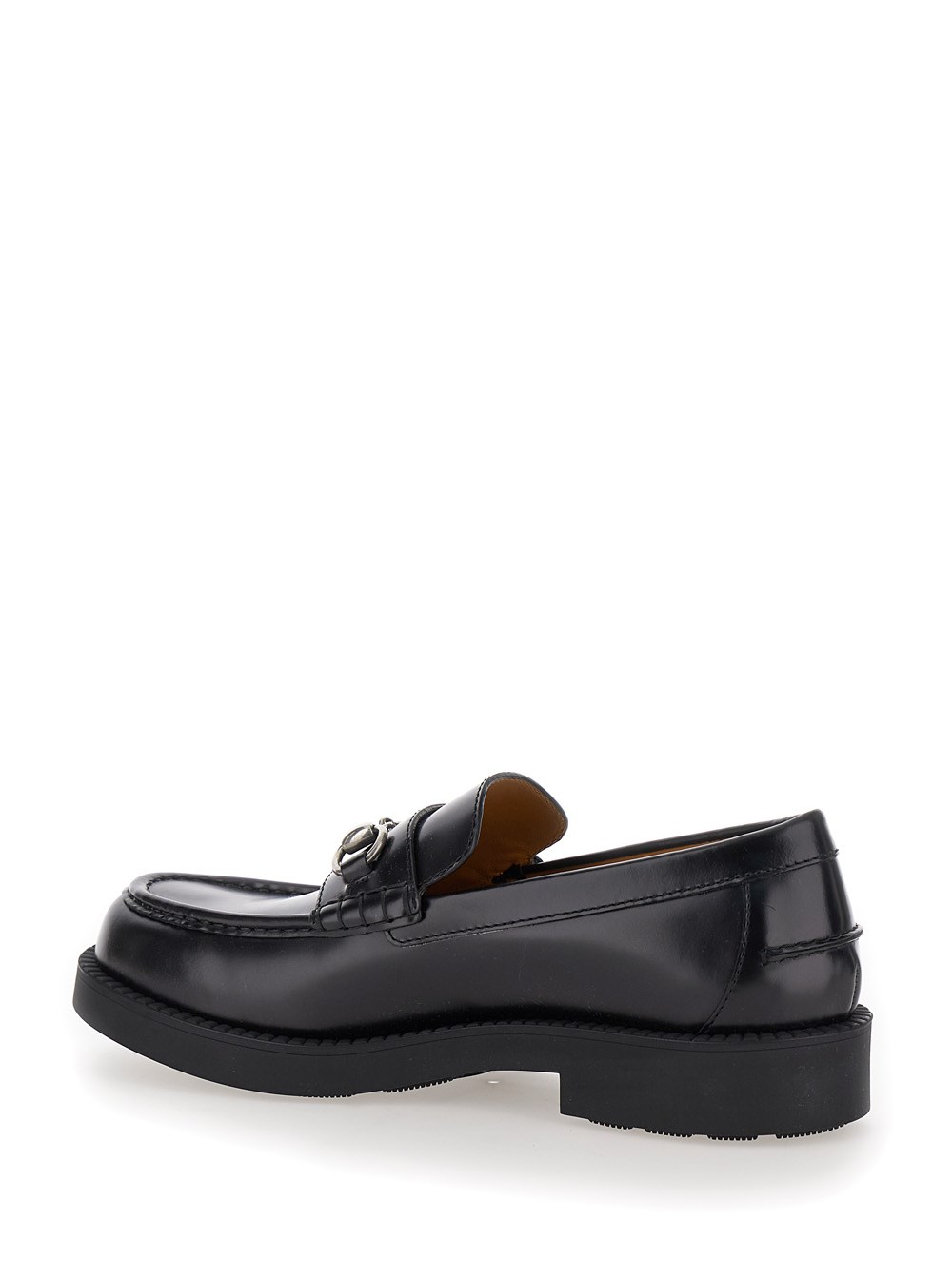 Gucci Black chunky loafers with horsebit detail in leather