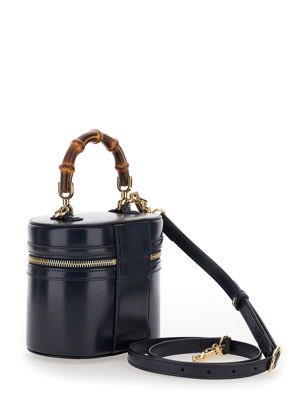 Gucci 'bamboo' mini blue vanity bag with double g in leather woman