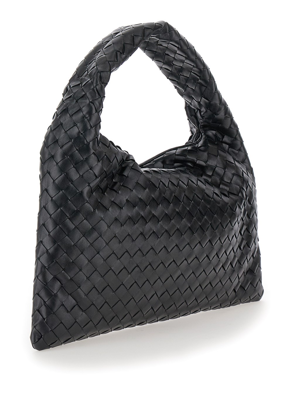 Bottega veneta 'hop small' black shoulder bag with intreccio