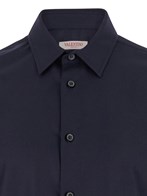 Tシャツ・カットソー VALENTINO Blue Shirt with Classic Collar in Wool Blend Man Valentino Blue shirt with classic collar in wool blend man