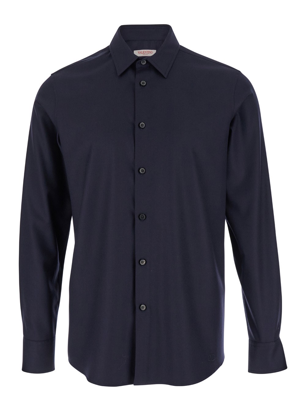 Tシャツ・カットソー VALENTINO Blue Shirt with Classic Collar in Wool Blend Man Valentino Blue shirt with classic collar in wool blend man