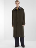 Fendi Cappotto monopetto con colletto classico in pelle in misto