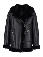 Blancha Black jacket with shearling trim and zip in leather
