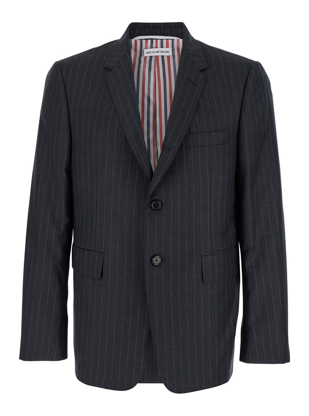 Thom browne Grey pinstripe single-breasted jacket in wool