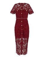 ワンピース SELF PORTRAIT Lace midi dress with jewel button Self-Portrait Lace Midi Dress With Jewel Button in Blue | Lyst