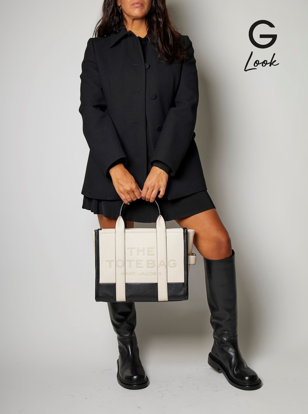 Marc jacobs 'the medium tote bag' white and black shoulder bag