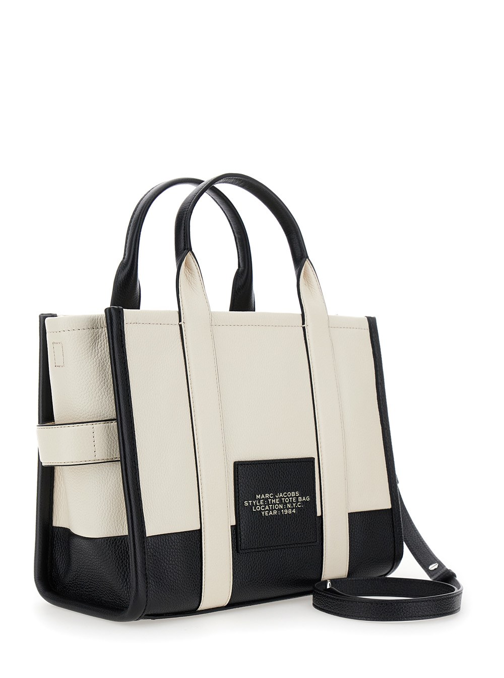 Marc jacobs 'the medium tote bag' white and black shoulder bag