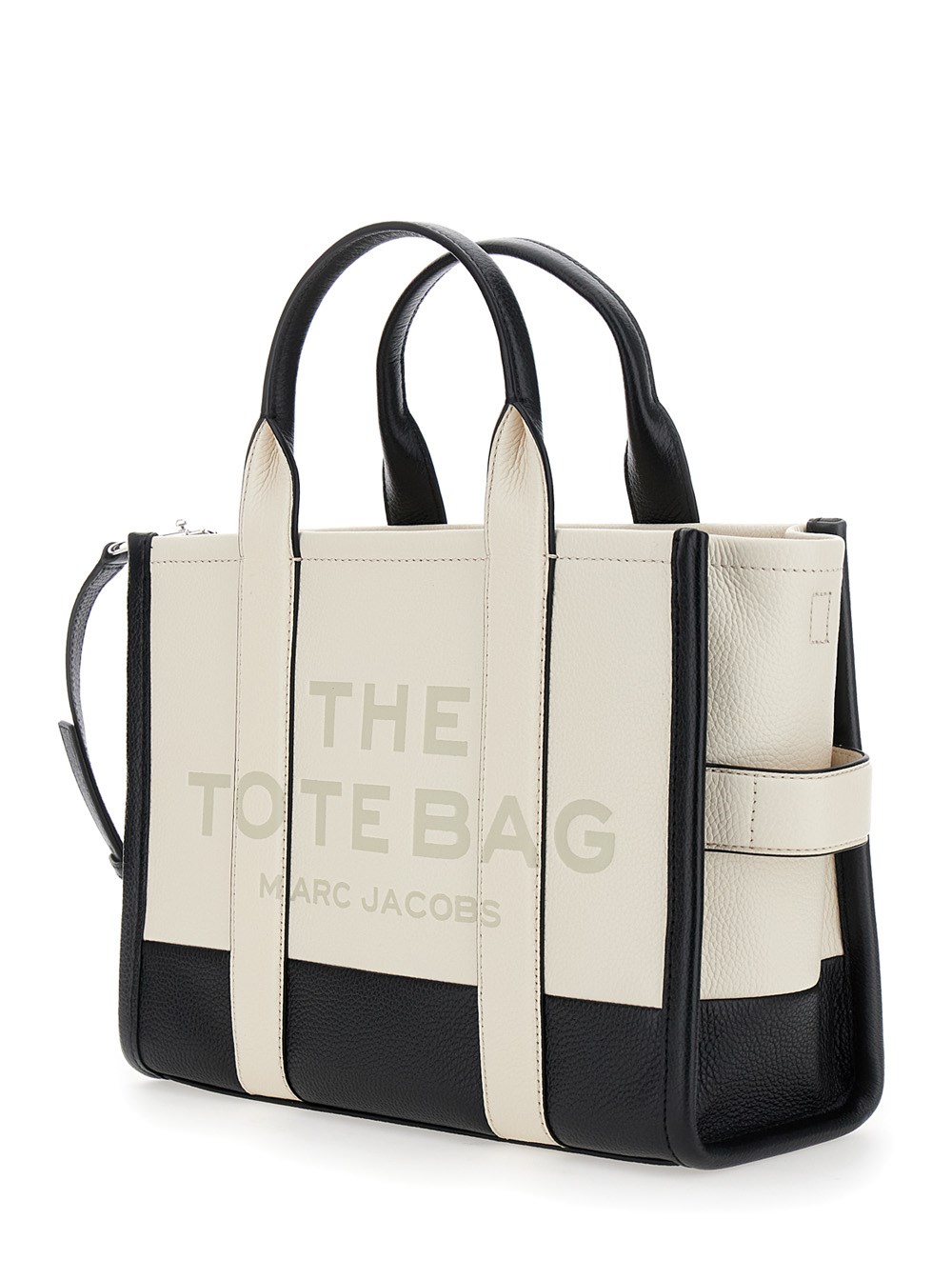 Marc jacobs 'the medium tote bag' white and black shoulder bag