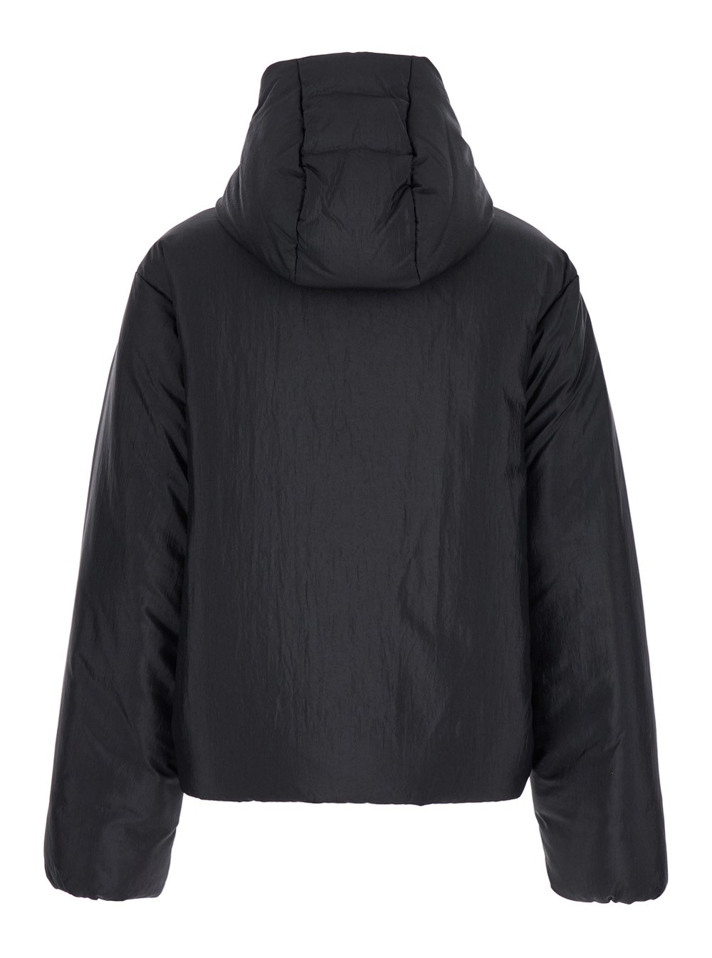 Jil sander Black down jacket with hood in tech fabric woman