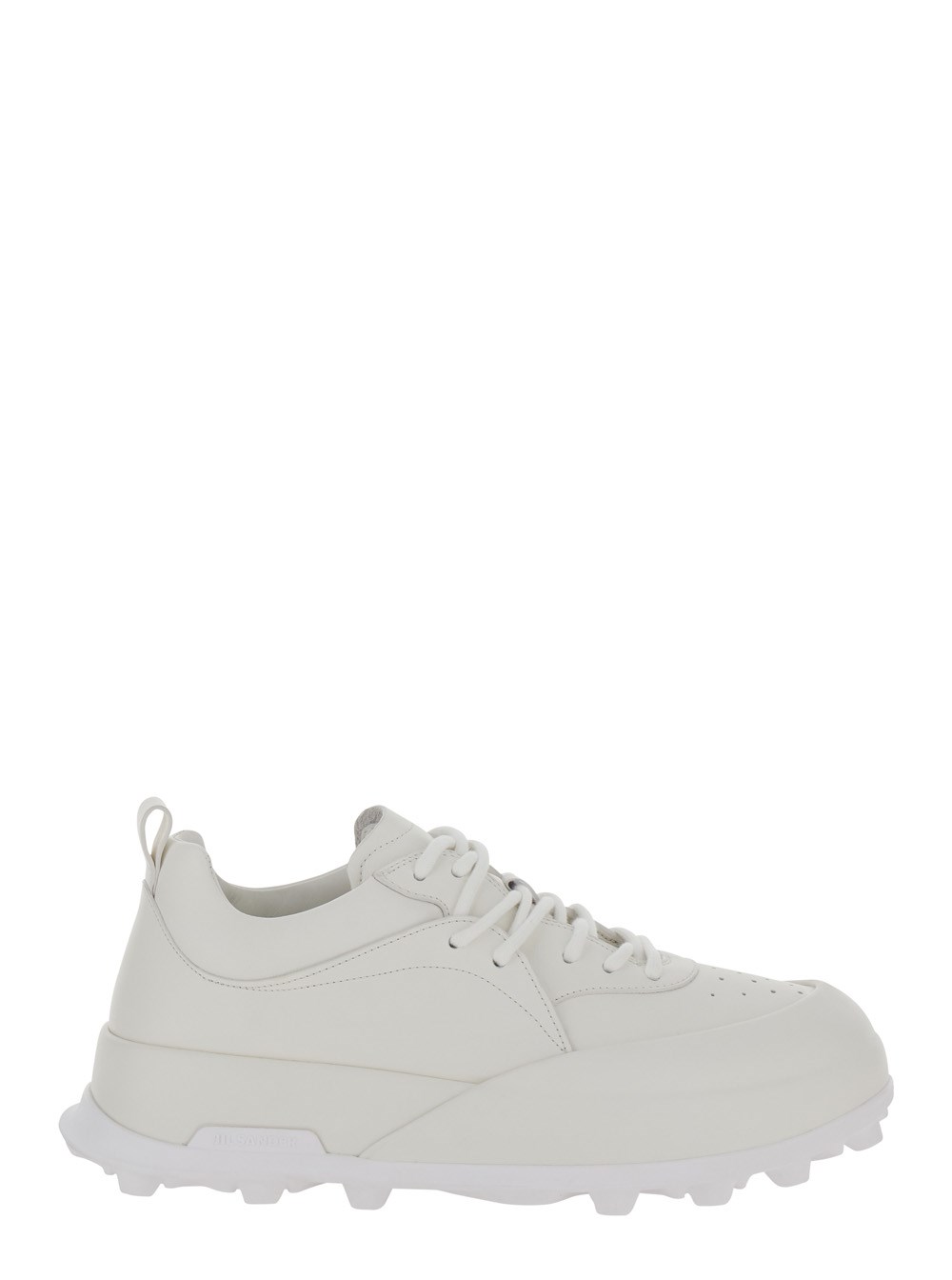 Jil sander 'orb' white low top sneakers with cleated sole in