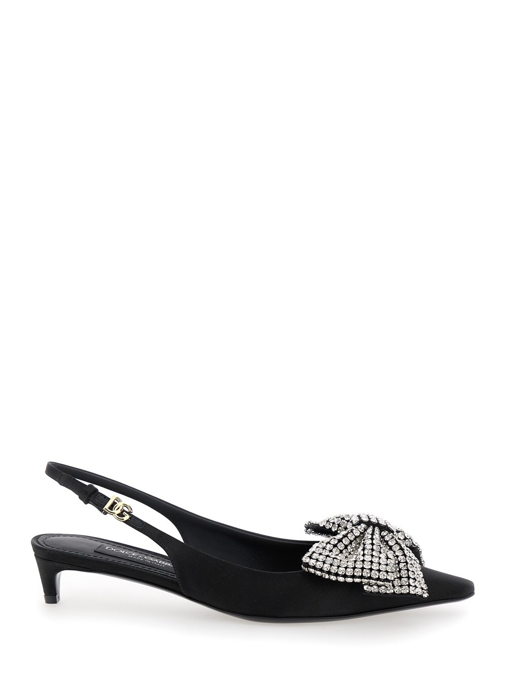 Dolce e gabbana Black slingback pumps with rhinestone bow