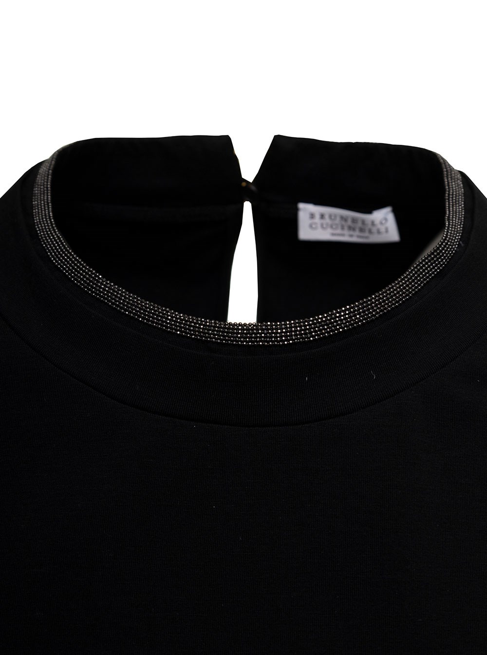 Tシャツ・カットソー BRUNELLO CUCINELLI Women Tops M0T18BD200 C101 NERO BLACK Brunello Cucinelli - Black Keyhole Cotton T-Shirt
