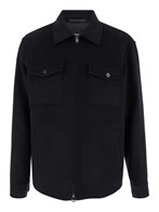 Theory Black jacket with collar and zip closure in tech fabric man
