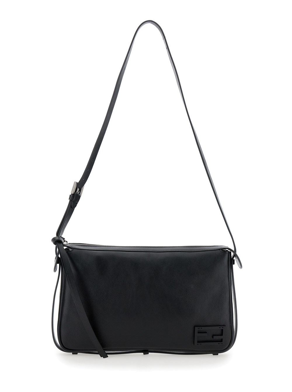 Fendi ブラック トートバッグ Fendi 'simply fendi medium' black shoulder bag with ff