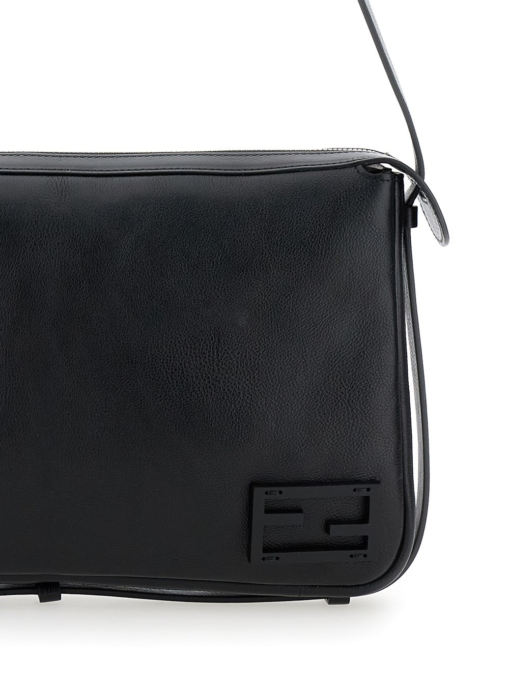 Fendi 'simply fendi medium' black shoulder bag with ff
