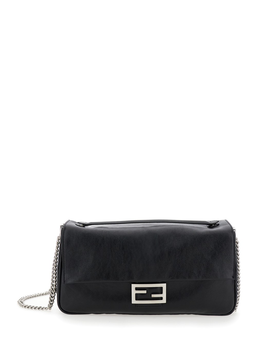 Fendi 'baguette chain large' black crossbody bag with ff