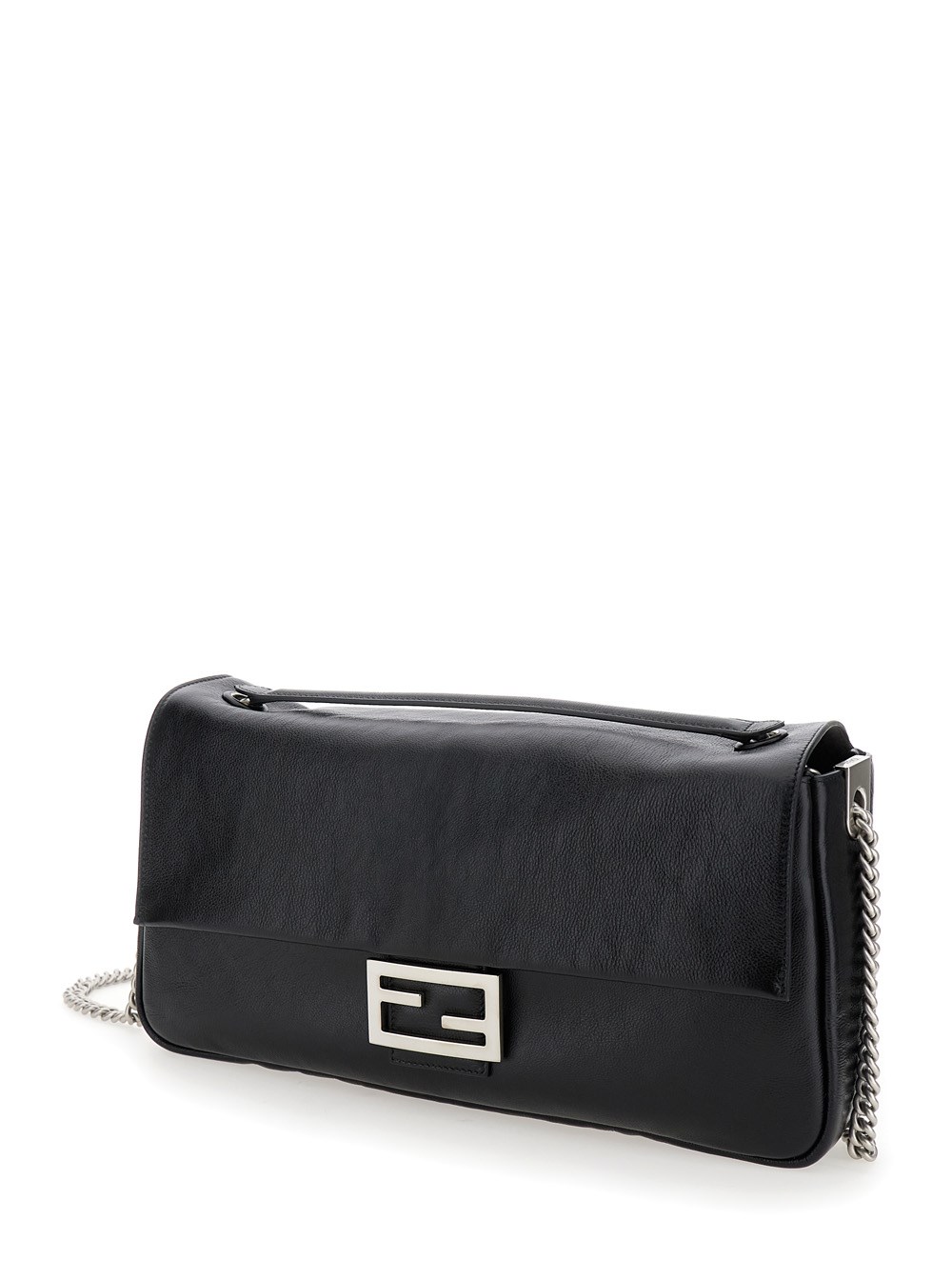 Fendi 'baguette chain large' black crossbody bag with ff