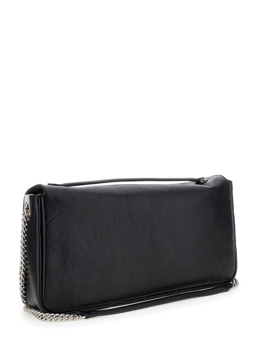 Fendi 'baguette chain large' black crossbody bag with ff closure