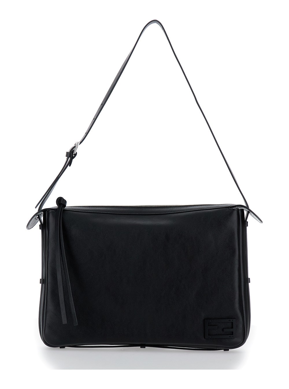 Fendi 'simply fendi large' black shoulder bag with ff detail