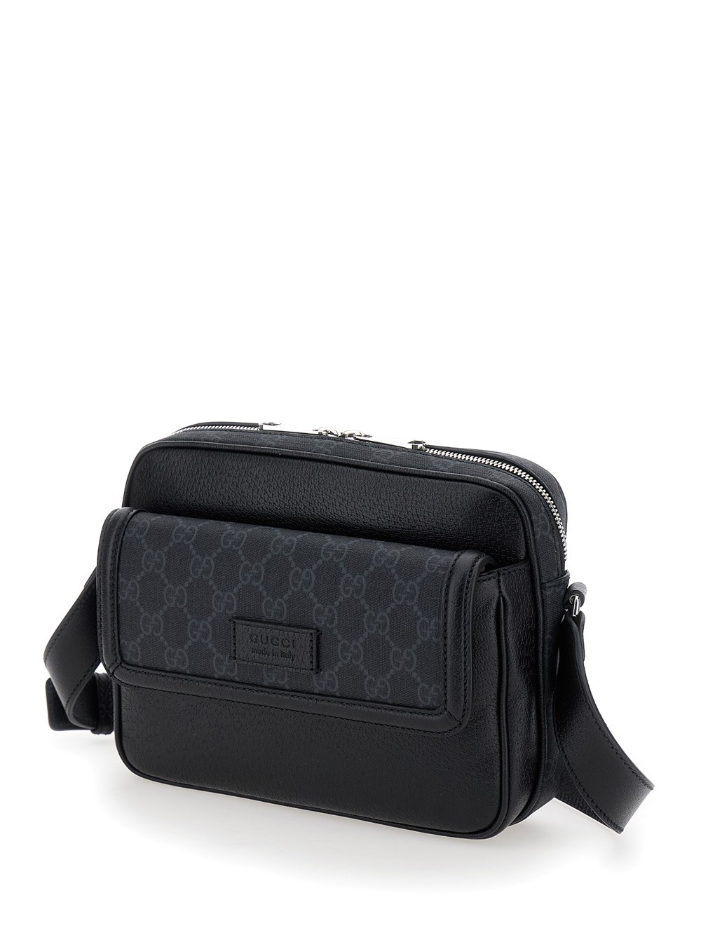 Gucci ブラック バッグ Gucci 'gg small' black crossbody bag with logo patch in