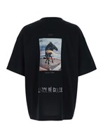 Juun.j Black oversize t-shirt with rear graphic print in