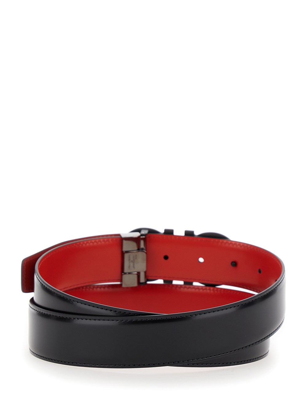 Ferragamo Black and red reversible belt with gancini buckle in leather man available on Gaudenzi Boutique 146572