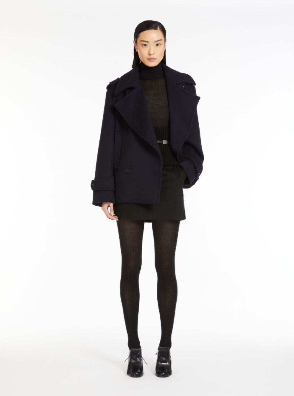 Max mara 'laveno' blue double breasted jacket with wide