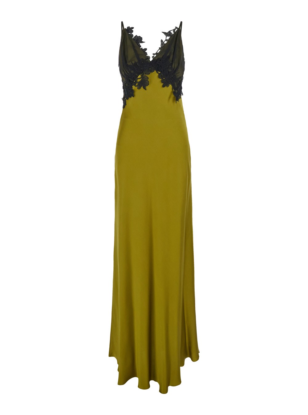 Alberta ferretti Long green dress with lace trim in satin woman available  on Gaudenzi Boutique - 147122