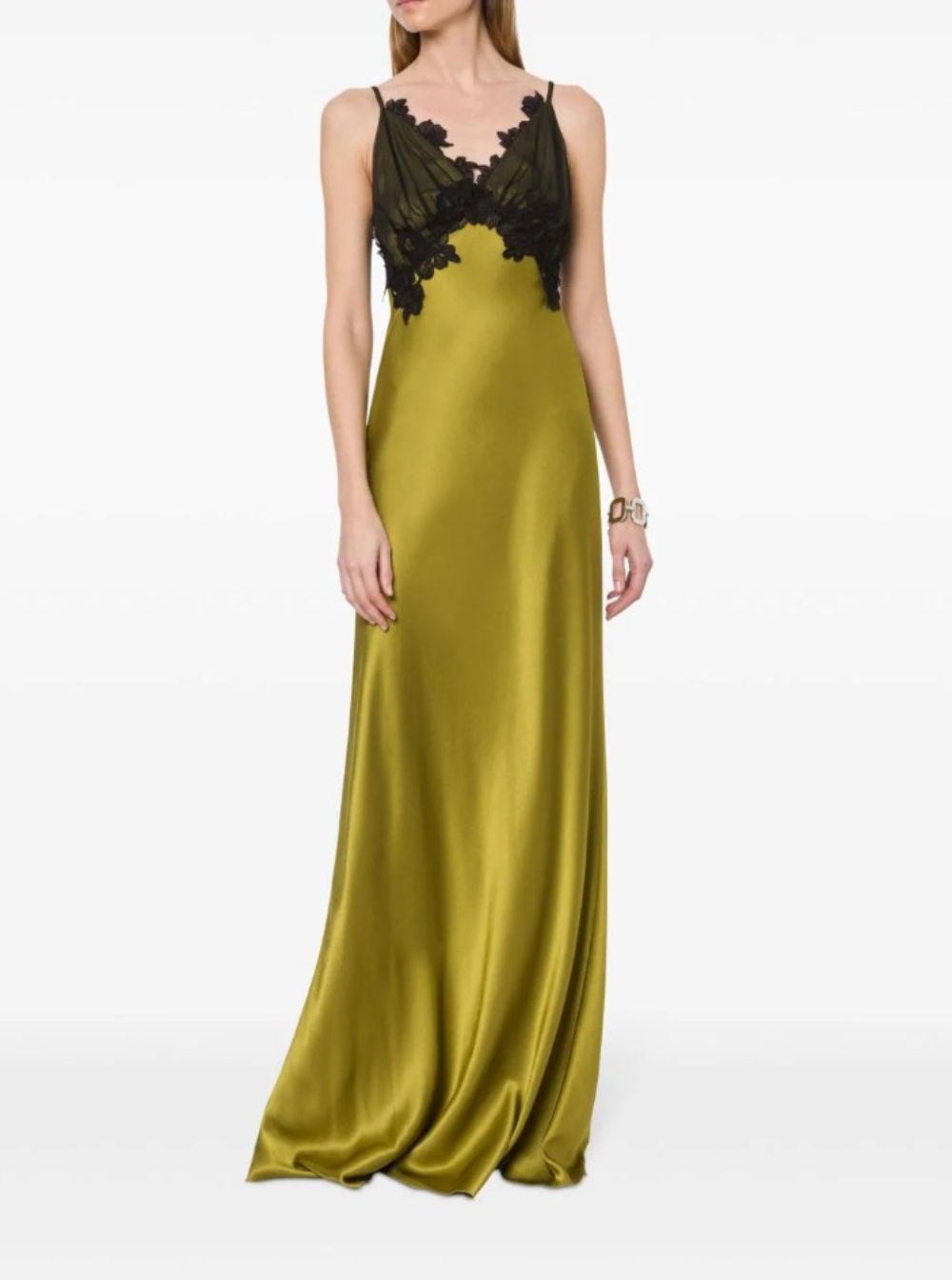Alberta ferretti Long green dress with lace trim in satin woman available  on Gaudenzi Boutique - 147122