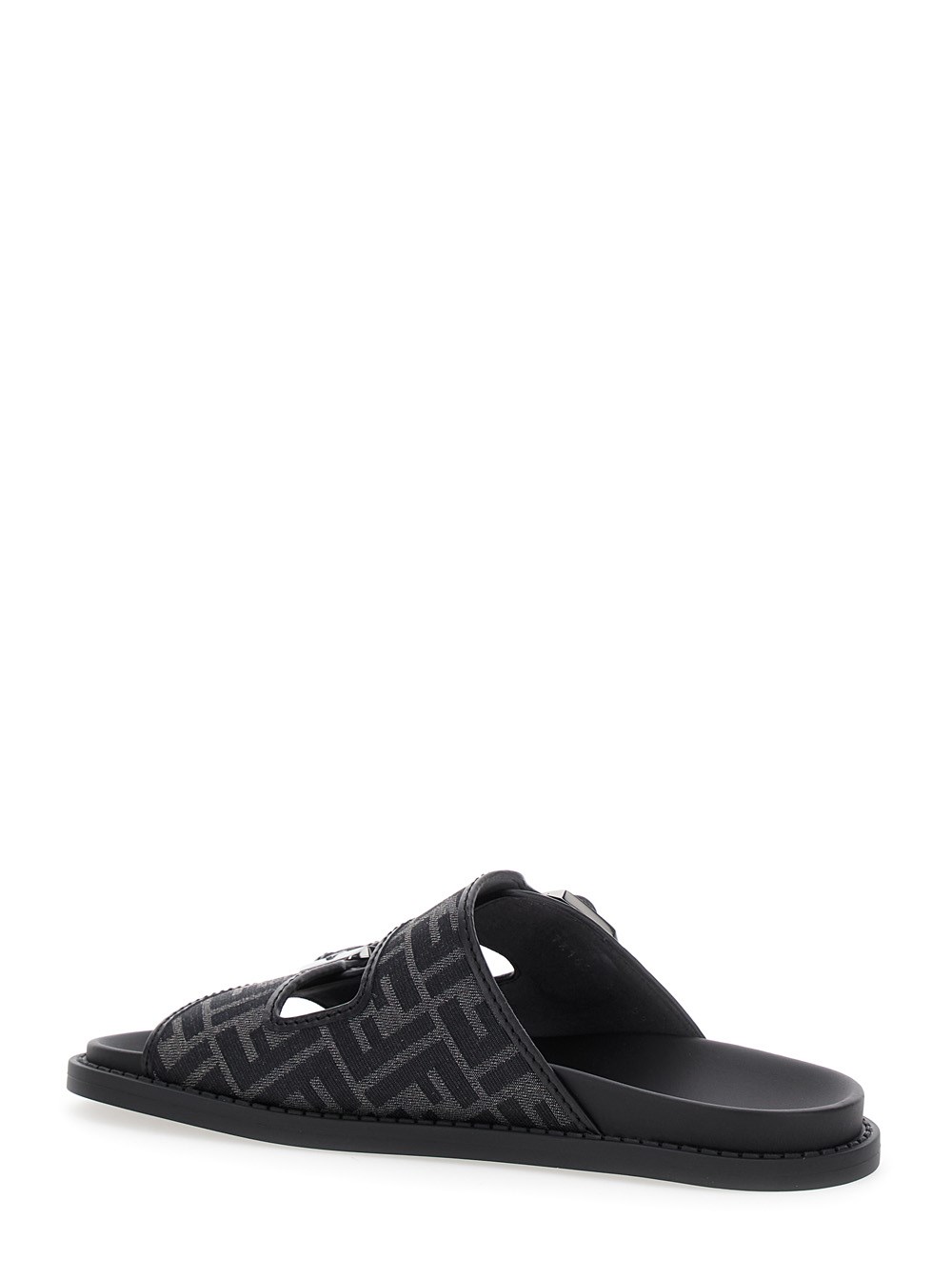 Fendi 'fendi feel' black and grey sandals with engraved logo