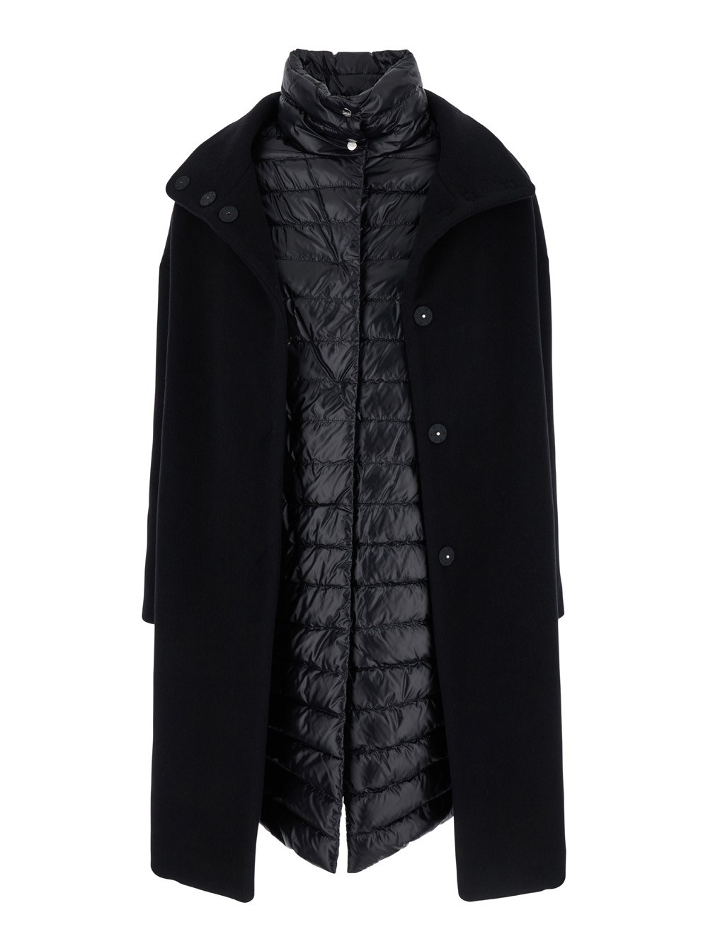 【送料&関税込】Herno Black Padded Single-breasted Coat In M Herno Black padded single-breasted coat in mixed of tech