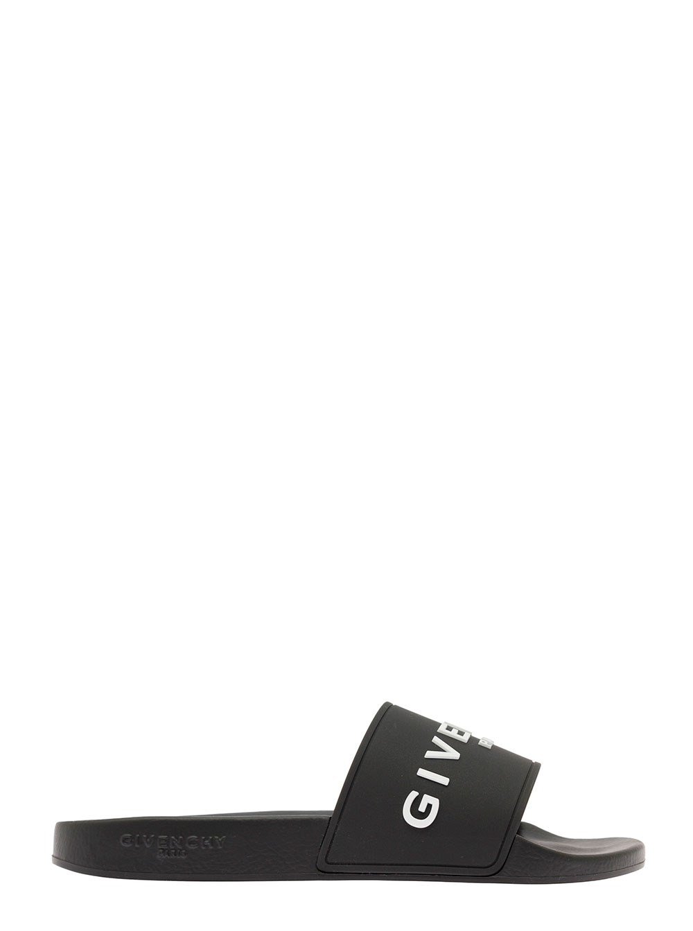 サンダル GIVENCHY Black Flat Slides with Logo in Polyurethane Man Givenchy Black flat slides with logo in polyurethane man