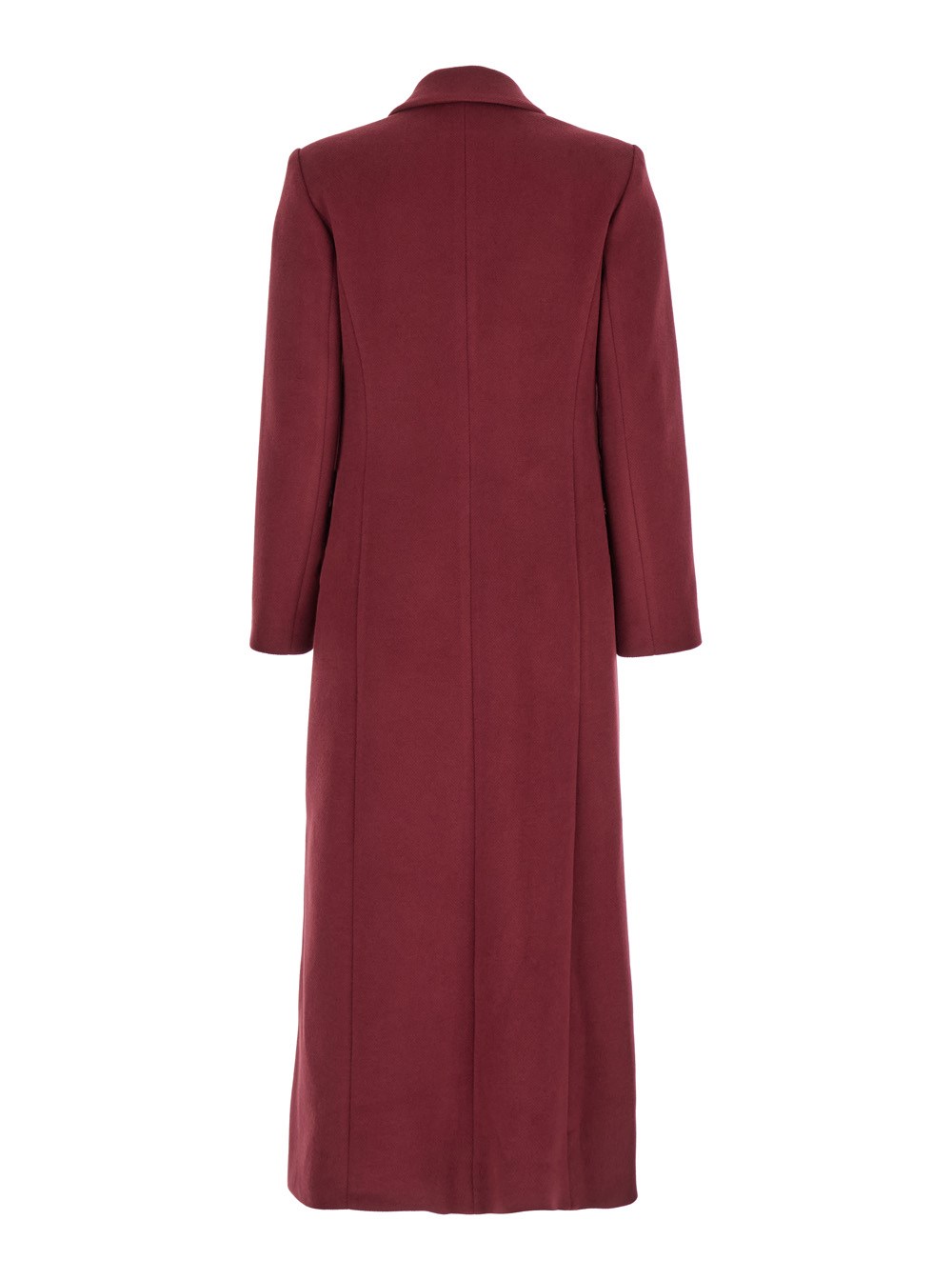 コート PLAIN Long Bordeuax Double-Breasted Coat in Fabric Woman Plain Long bordeuax double-breasted coat in fabric woman