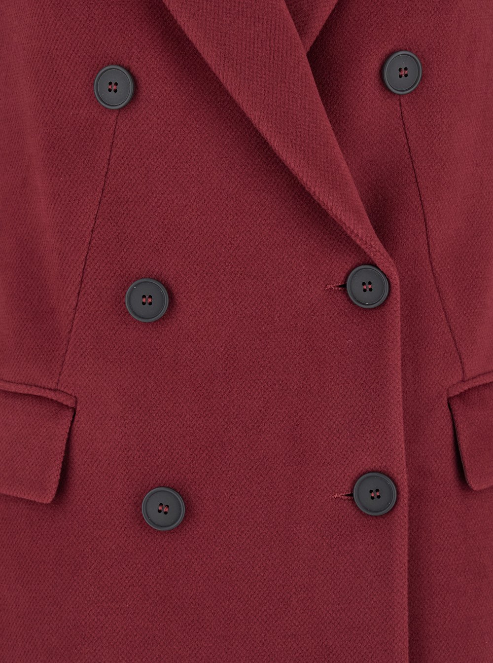 コート PLAIN Long Bordeuax Double-Breasted Coat in Fabric Woman Plain Long bordeuax double-breasted coat in fabric woman