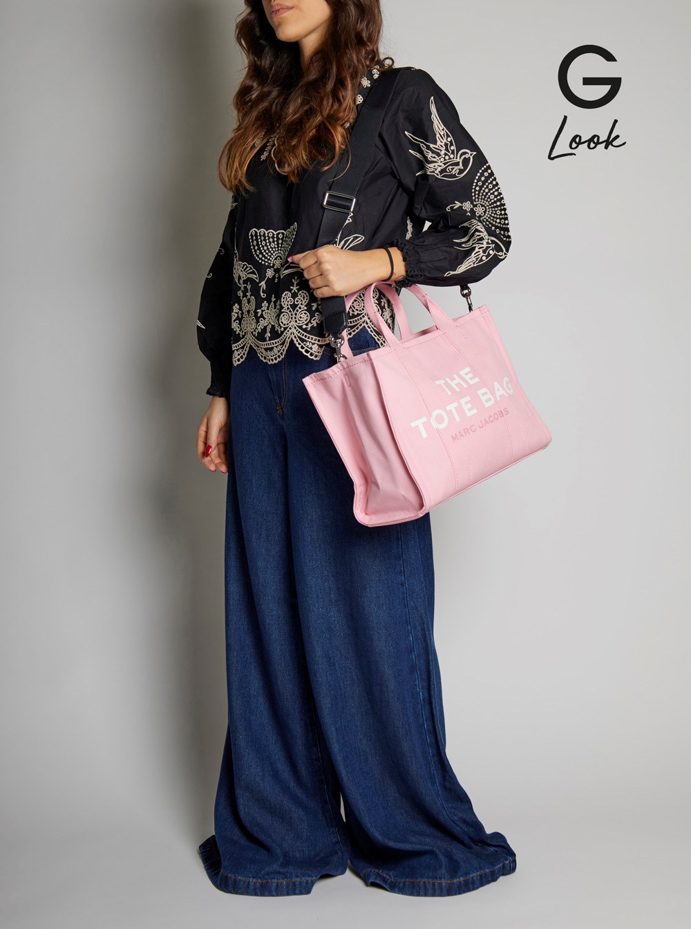 Marc jacobs 'the medium tote bag' pink handbag with logo on