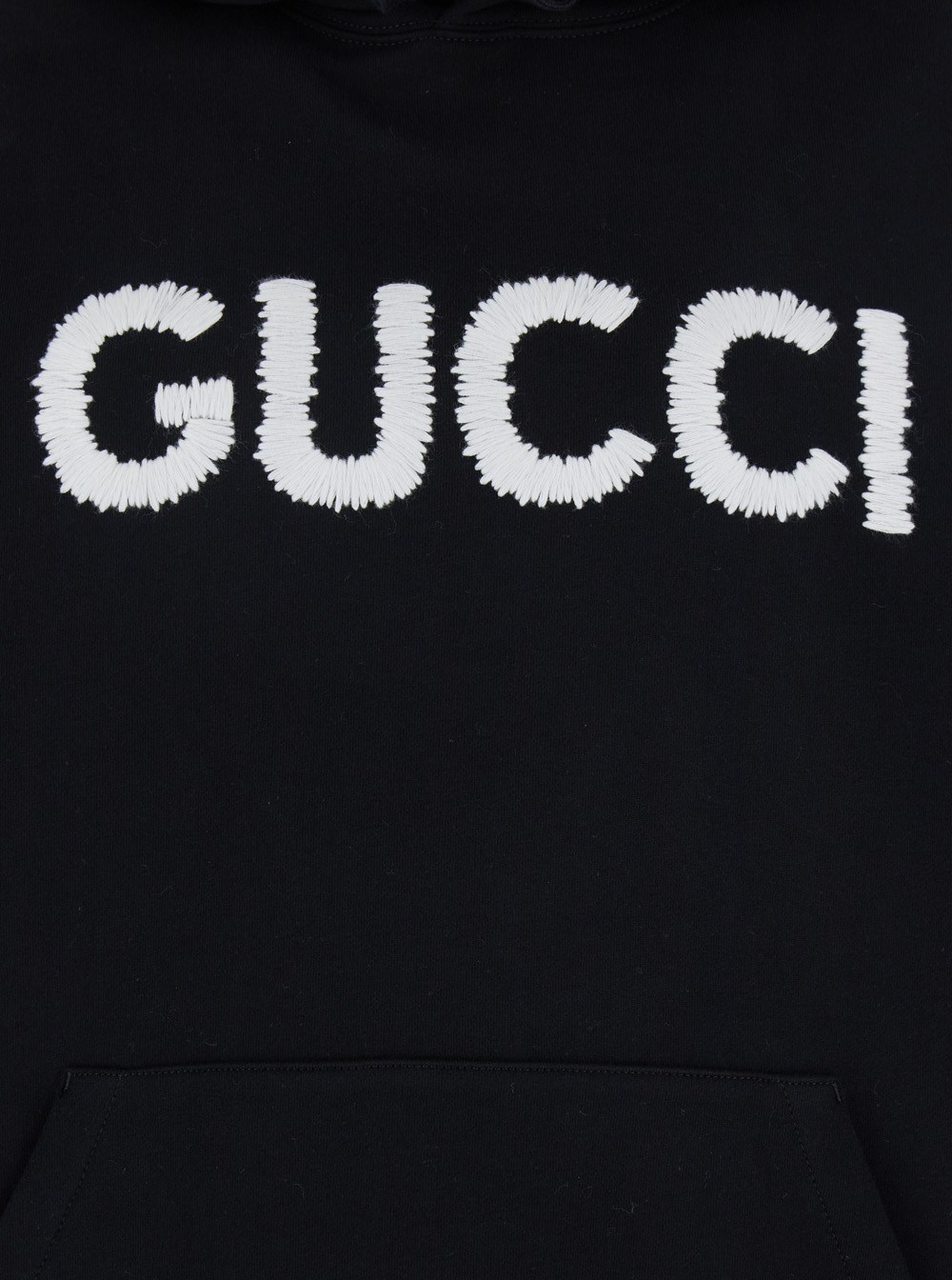 Gucci Black hoodie with embroidered logo on the front in