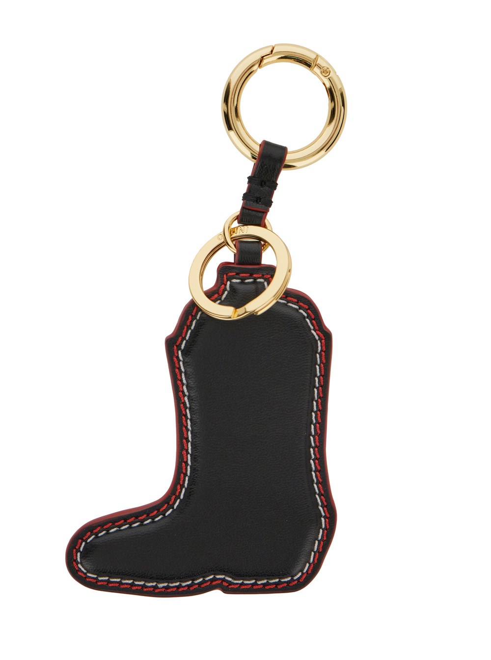 Ganni 'western boot' red keyring with logo embroidery on the
