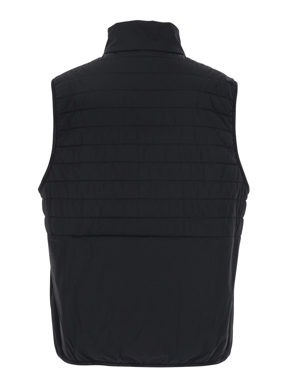 Moose knuckles Black sleeveless jacket with logo patch on