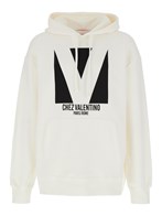 Valentino 'chez' white hoodie with drawstring hood and maxi